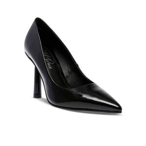 Wild Pair Black Patent Faux Leather Stiletto slip on pointed toe pumps